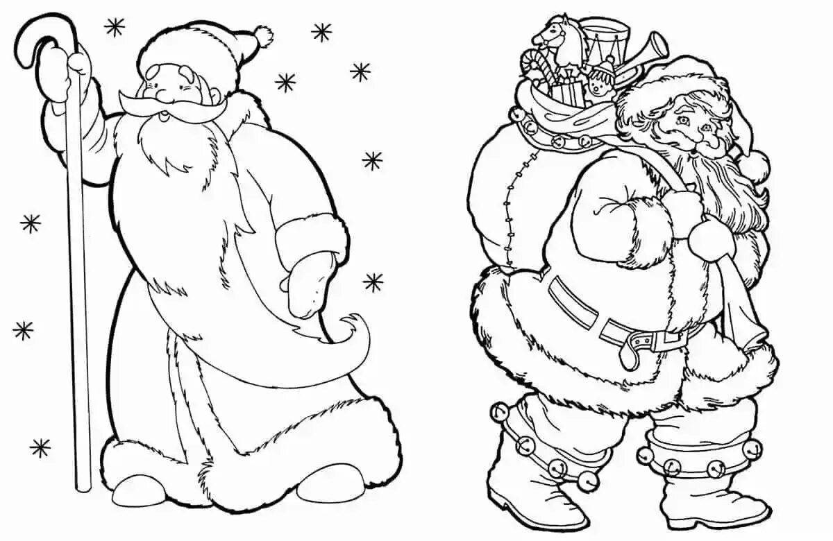 Красочная рождественская раскраска дед мороз и снегурочка