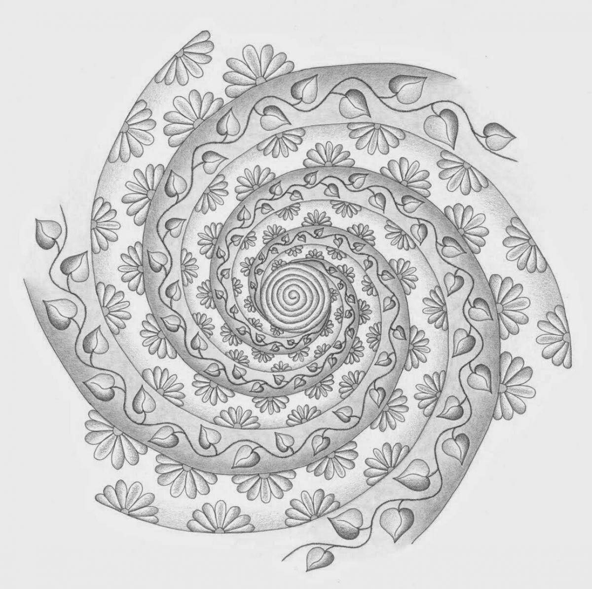 Раскраска яркая спиральная импровизация