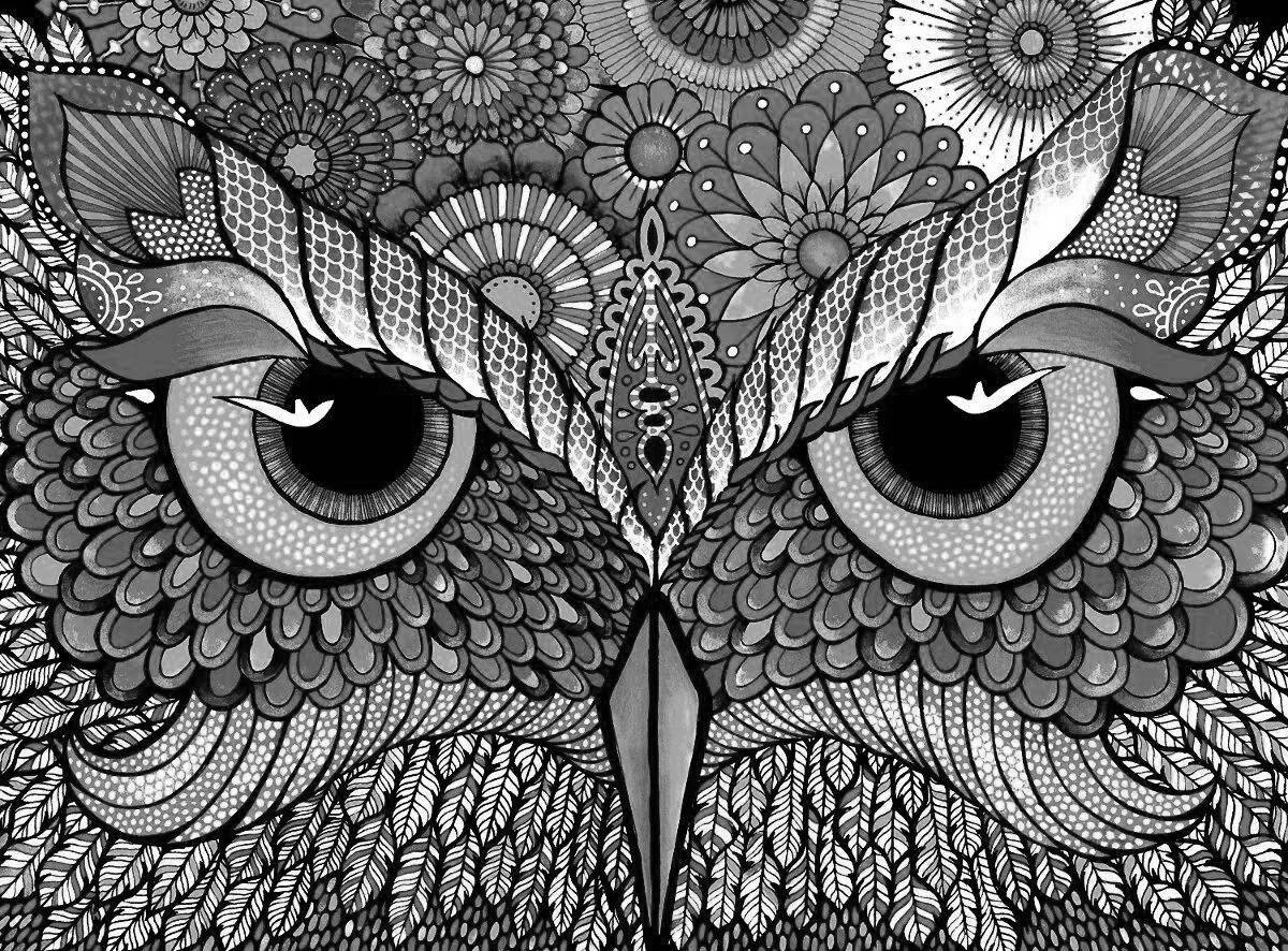 Awesome coloring owl coloring page