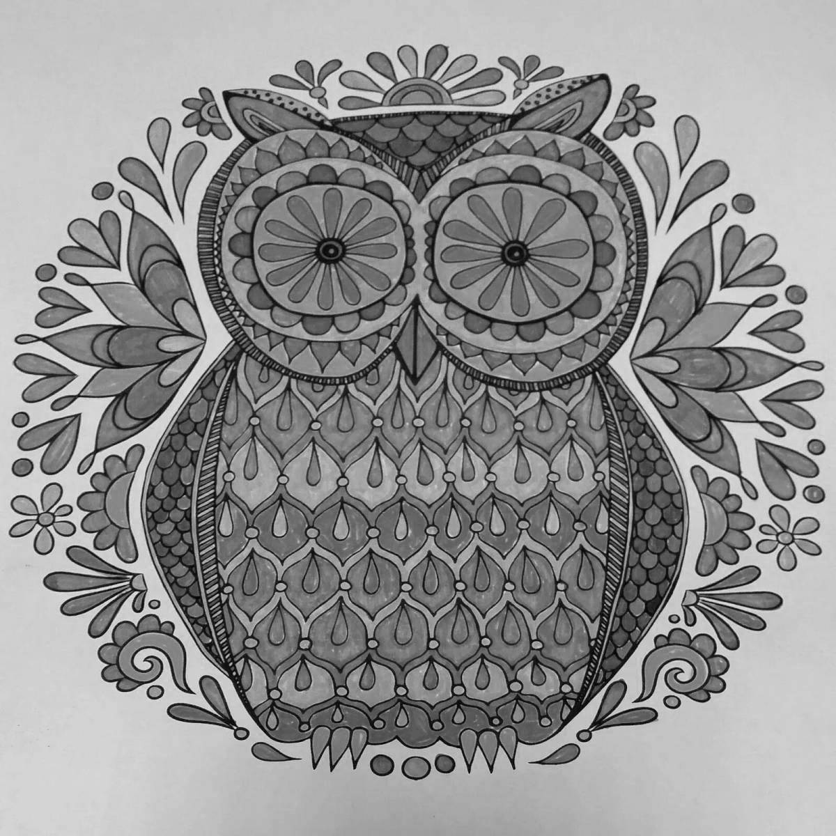 Lovely color owl coloring page