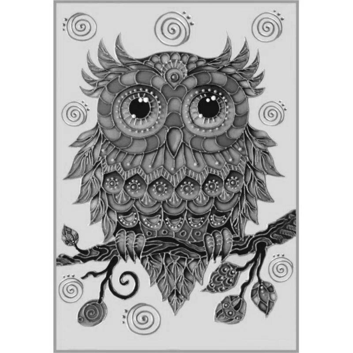 Greatly colored owl coloring page