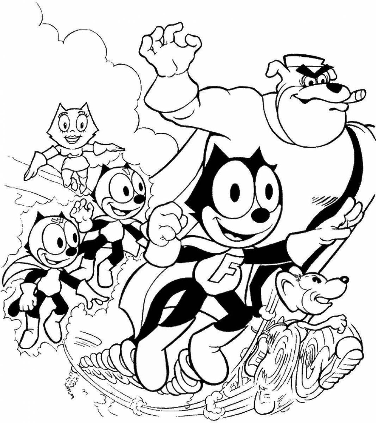 Outstanding cartoon cat coloring book for kids