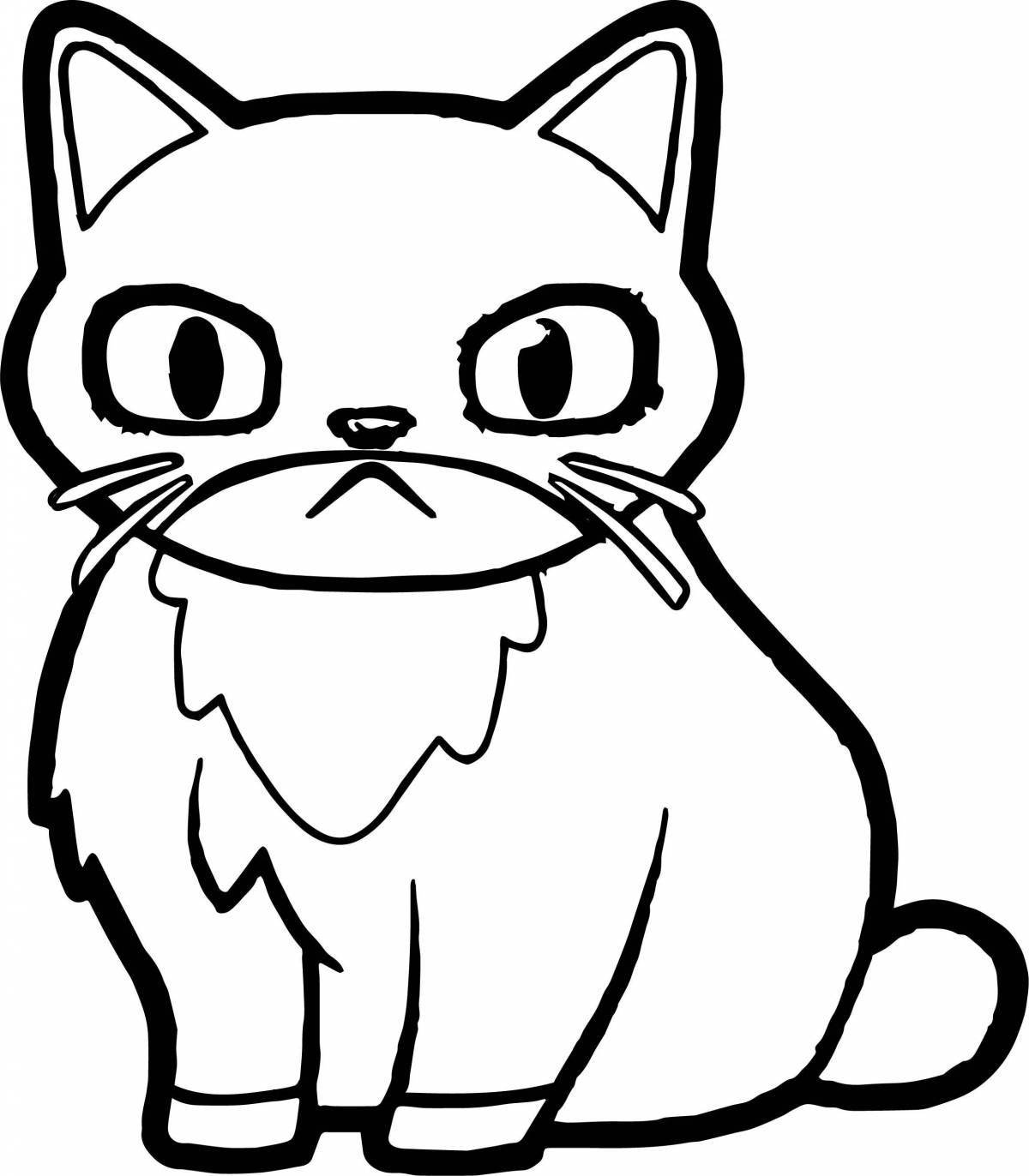 Glittering cartoon cat coloring book for kids