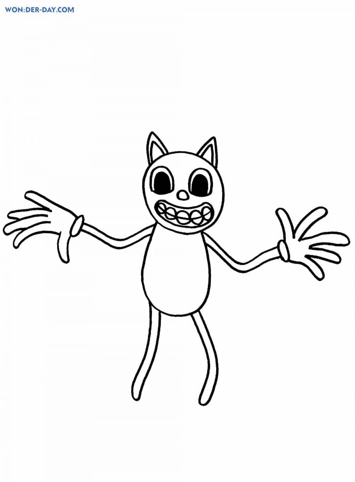 Glittering cartoon cat coloring pages for kids