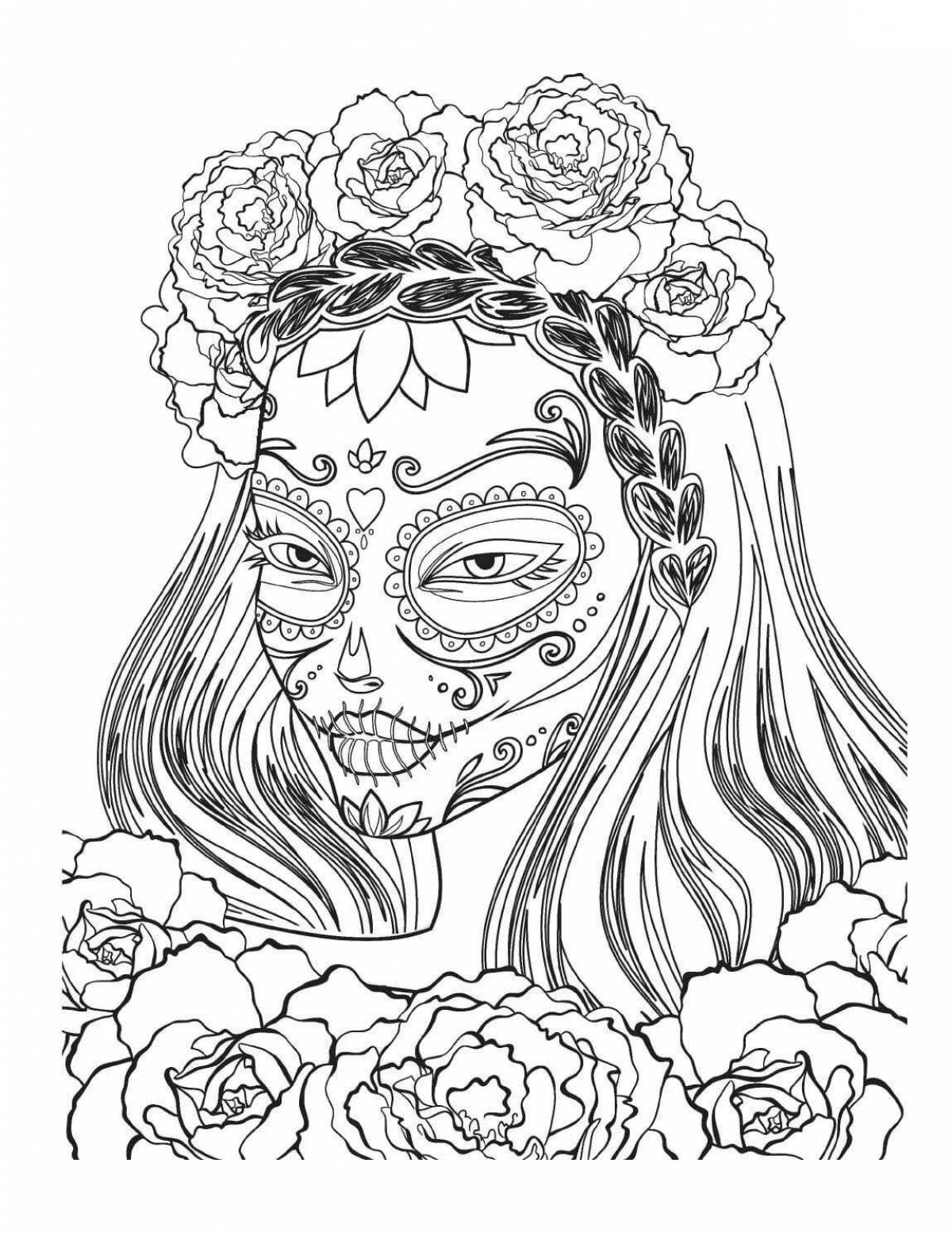 Coloring page scary but beautiful: creepy