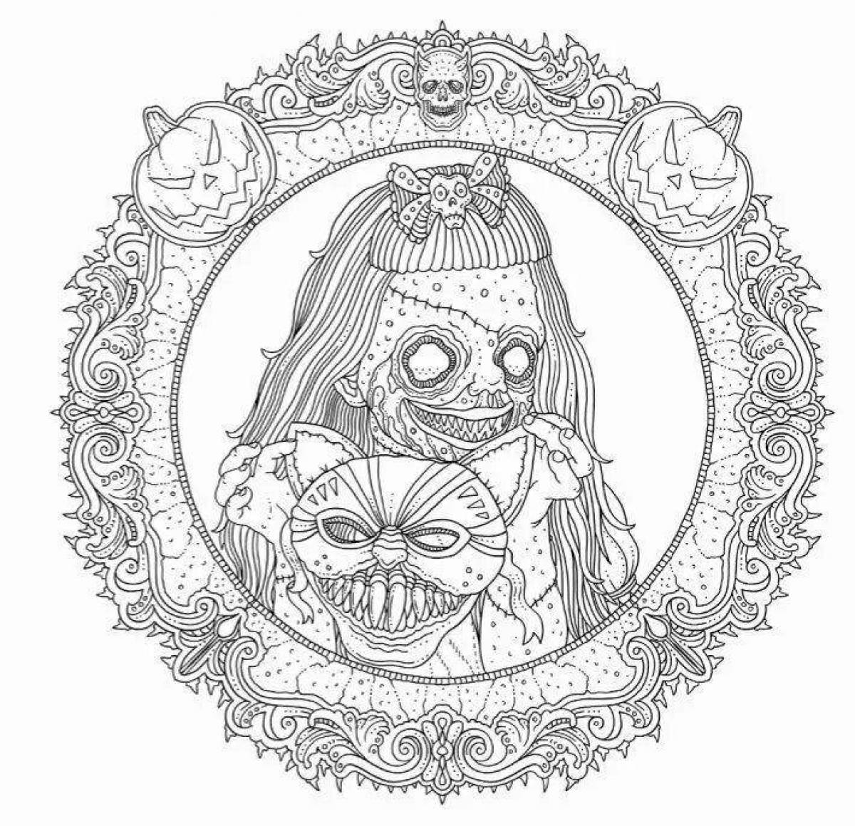 Coloring page scary but beautiful: creepy