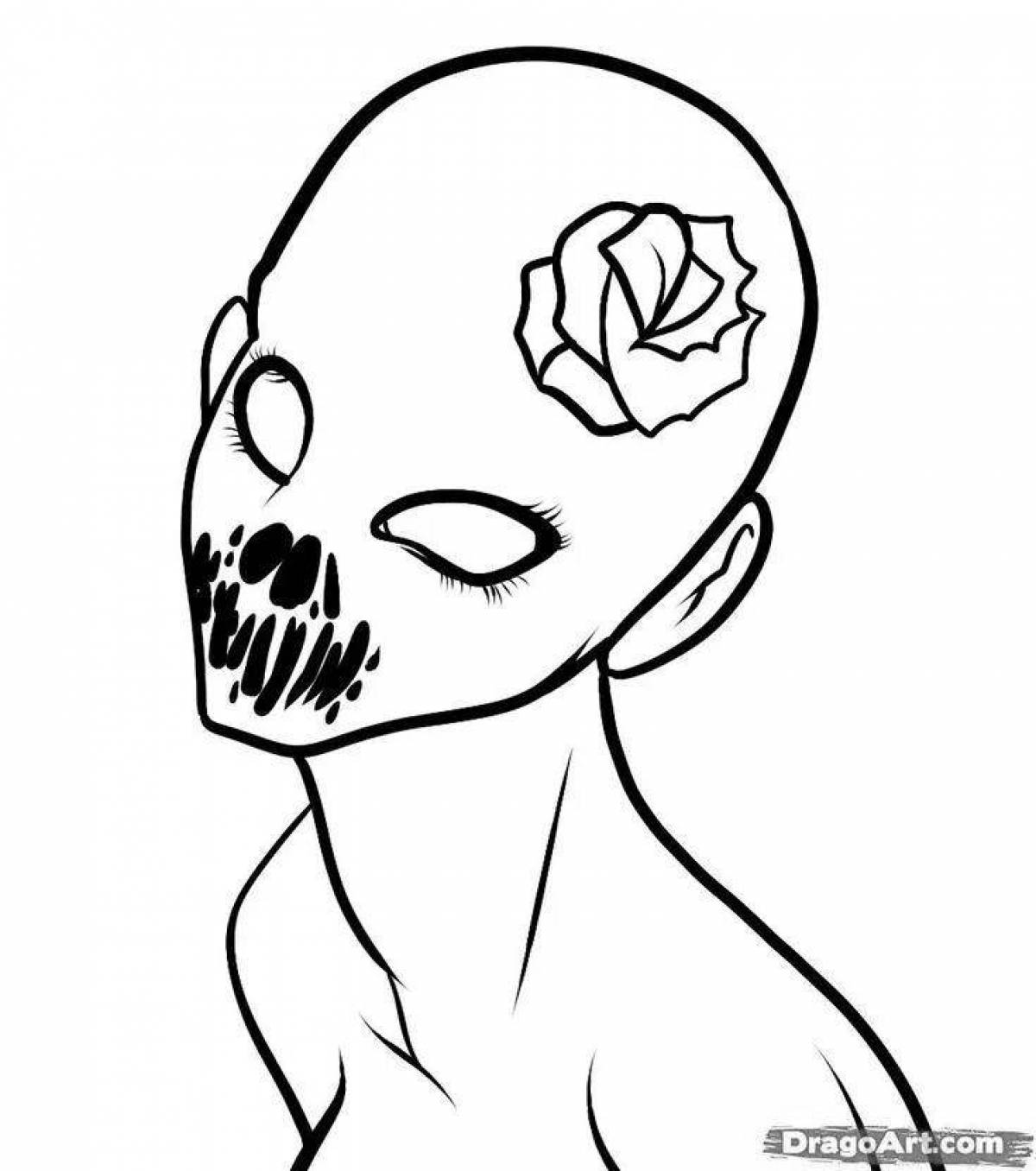 Coloring page scary but beautiful: horrible