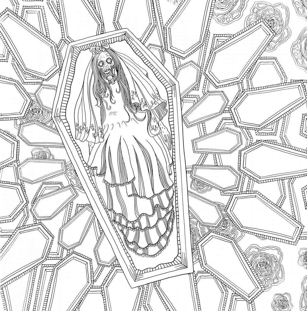 Coloring page scary but beautiful: ghosts