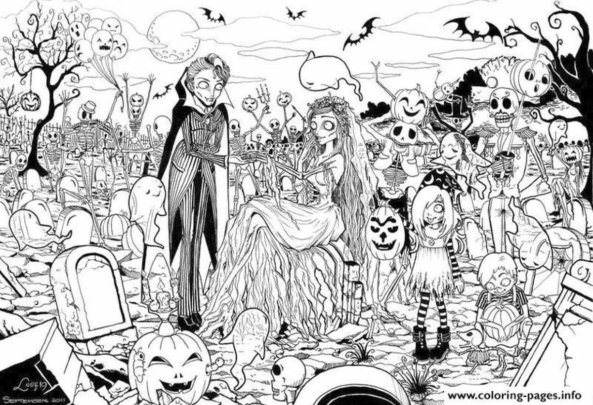 Coloring page scary but beautiful: terribly beautiful