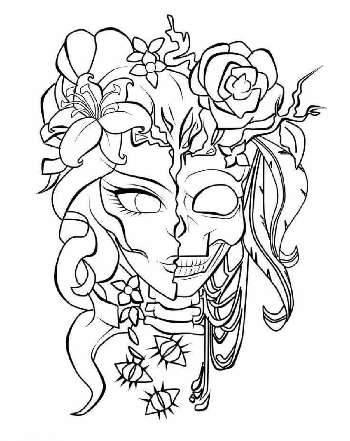 Coloring page is scary but beautiful: disgustingly beautiful