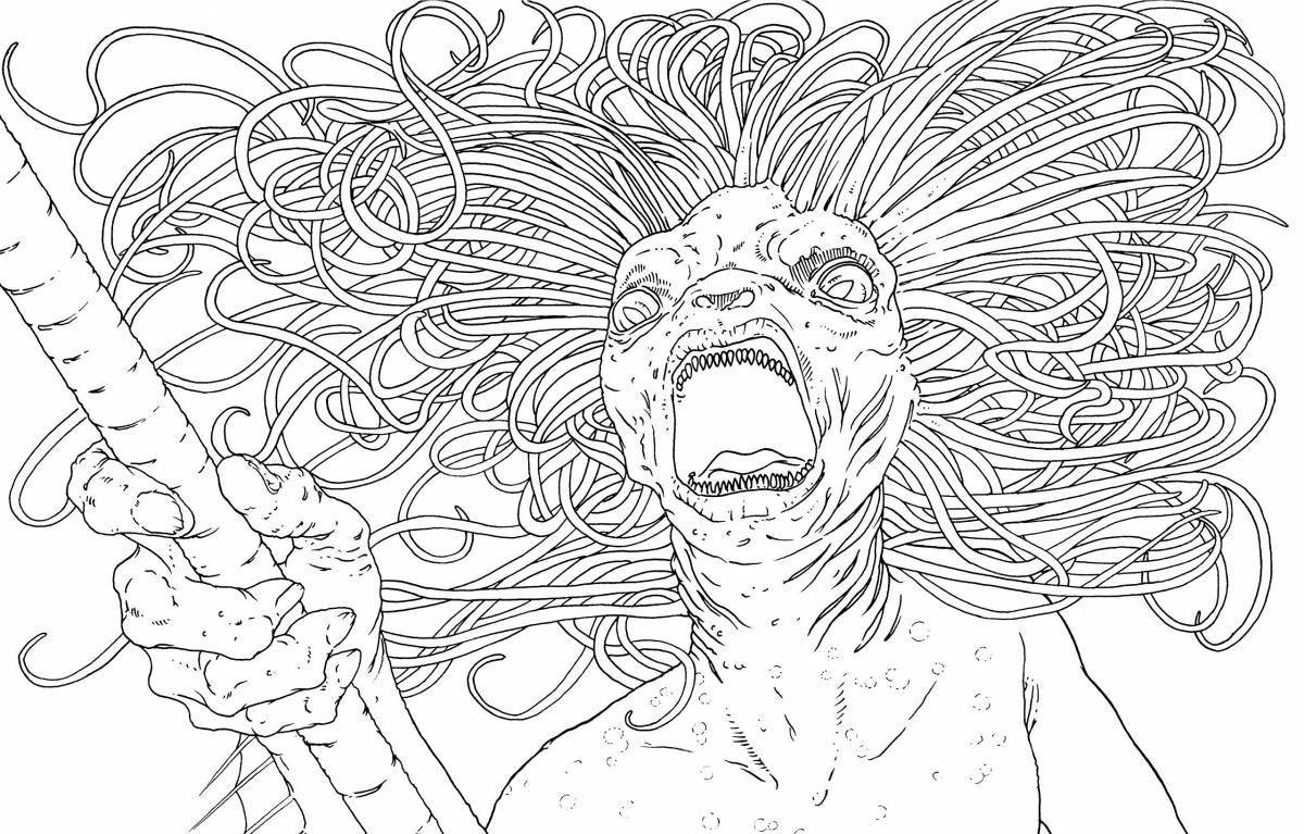 Coloring page scary but beautiful: incredibly beautiful