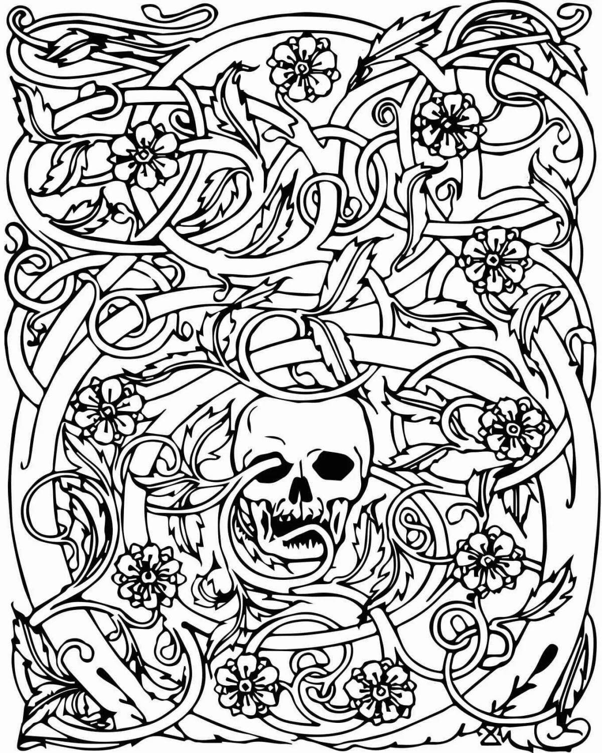 Coloring page scary but beautiful: disturbingly beautiful