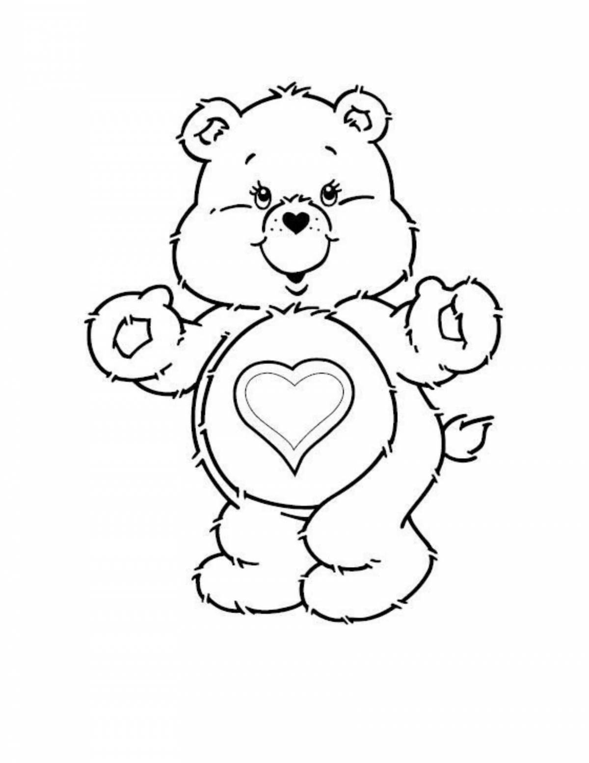 Медвежонок с сердечком рисунок раскраска