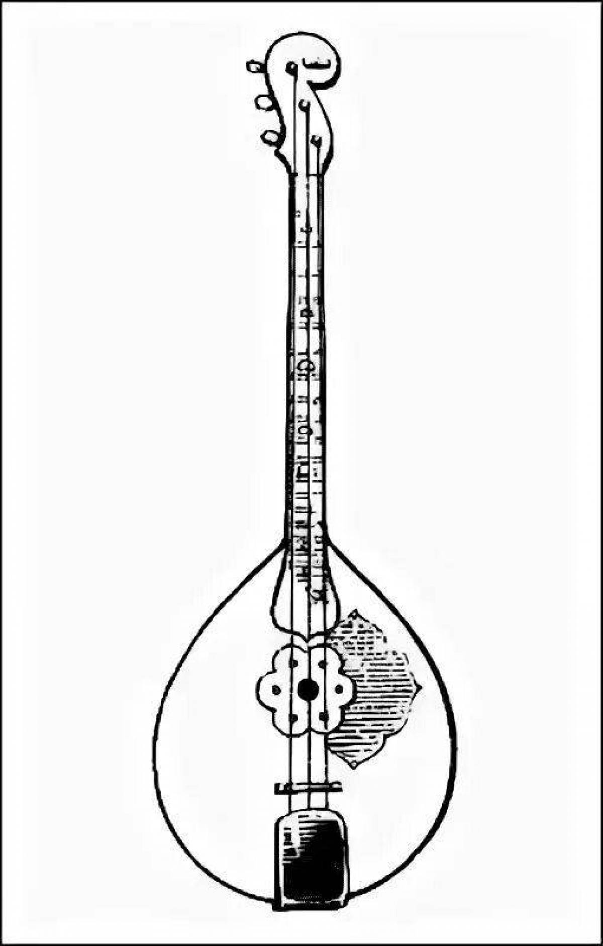 Домбра музыкальный инструмент раскраска