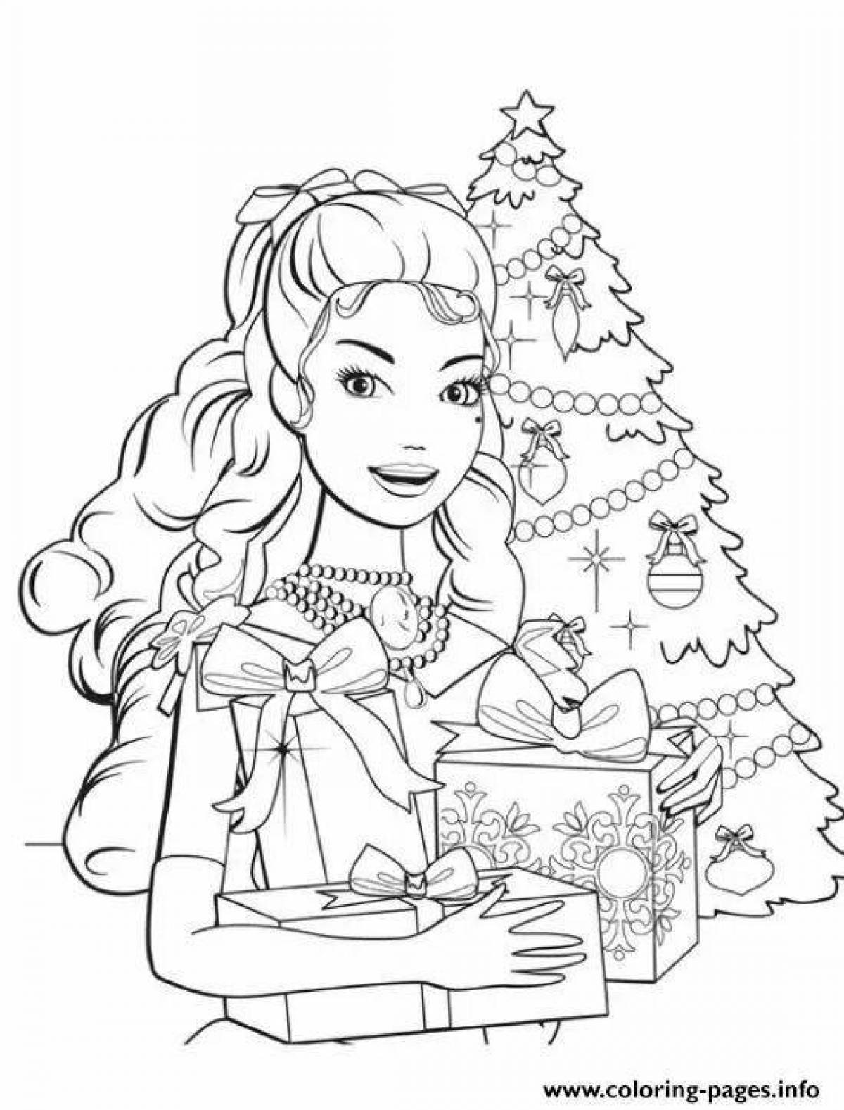 Magic winter coloring book for girls