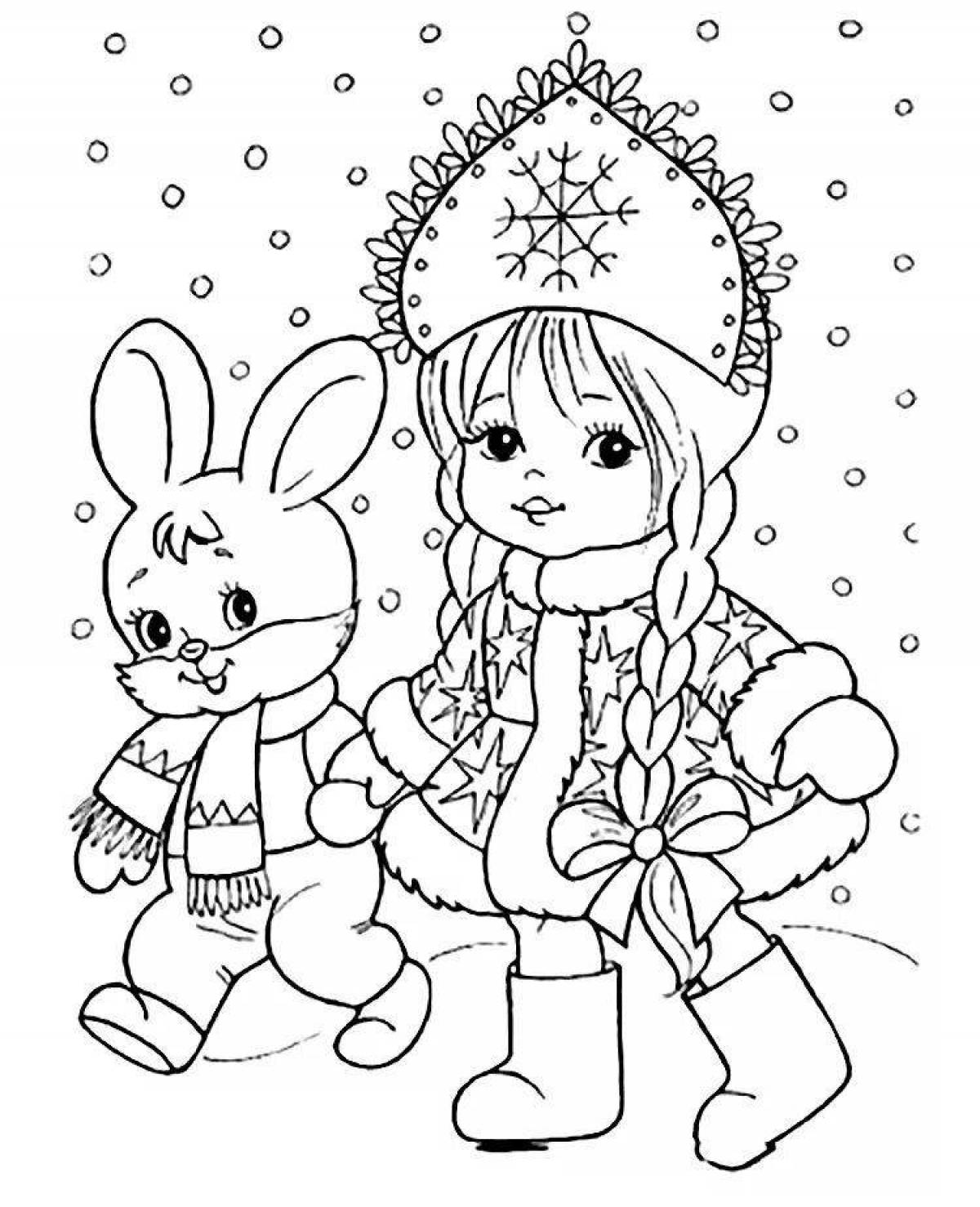Sparkling winter coloring book for girls