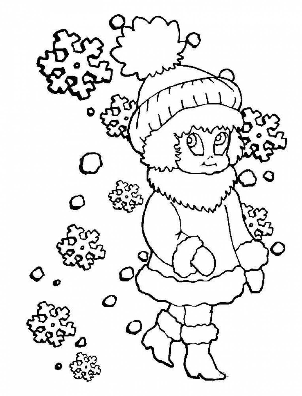 Dazzling winter coloring book for girls