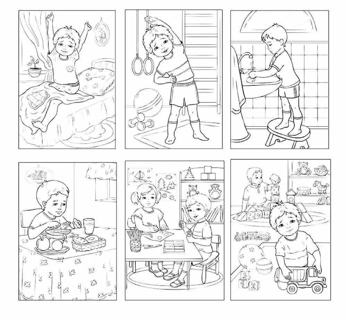 Colouring page of student everyday life