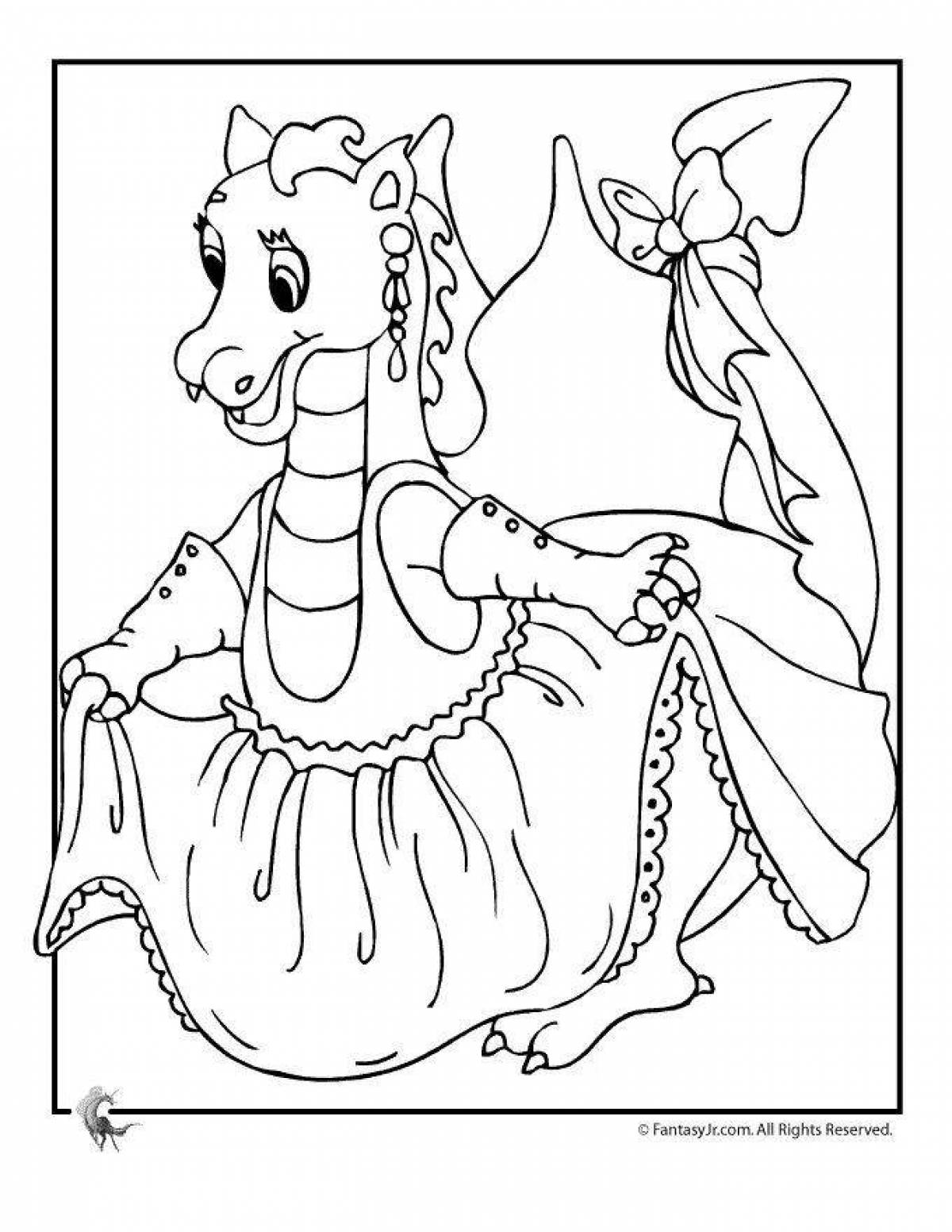 Princess and dragon glitter coloring