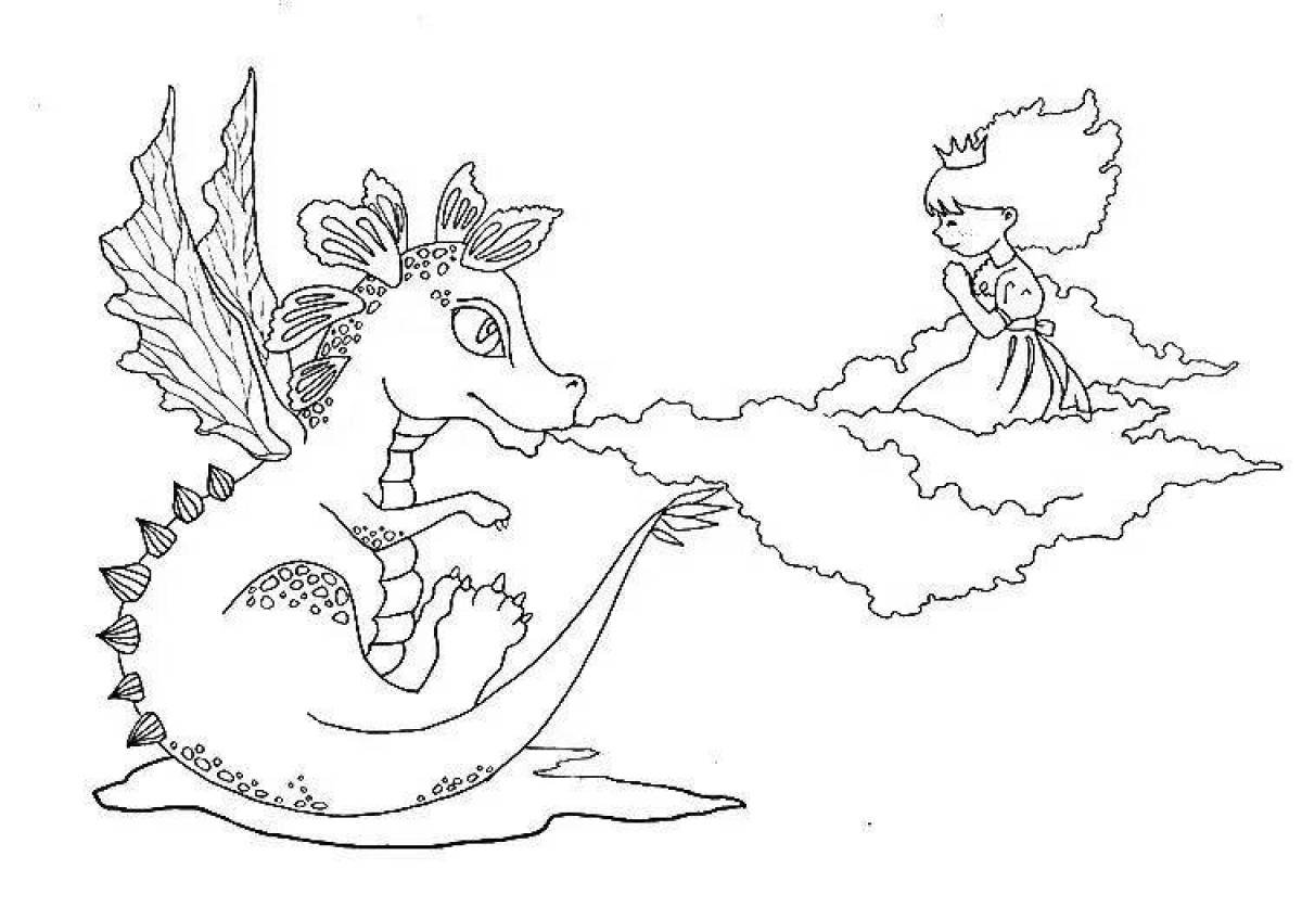 Exotic coloring princess and dragon