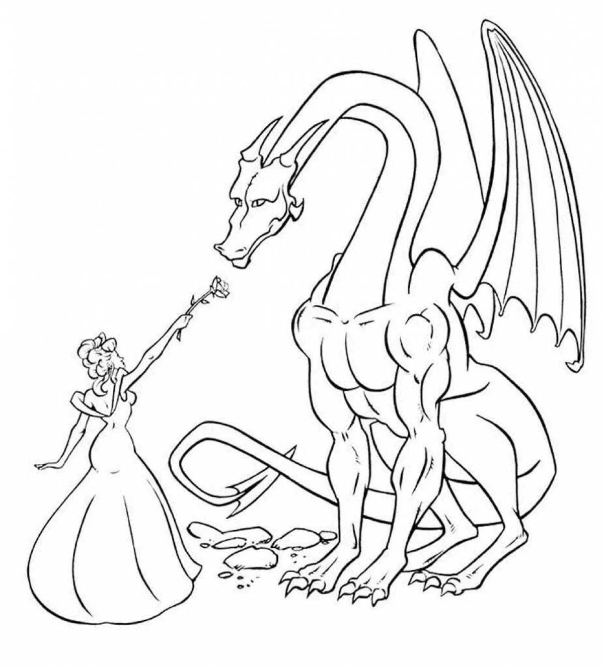 Грандиозная раскраска принцесса и дракон