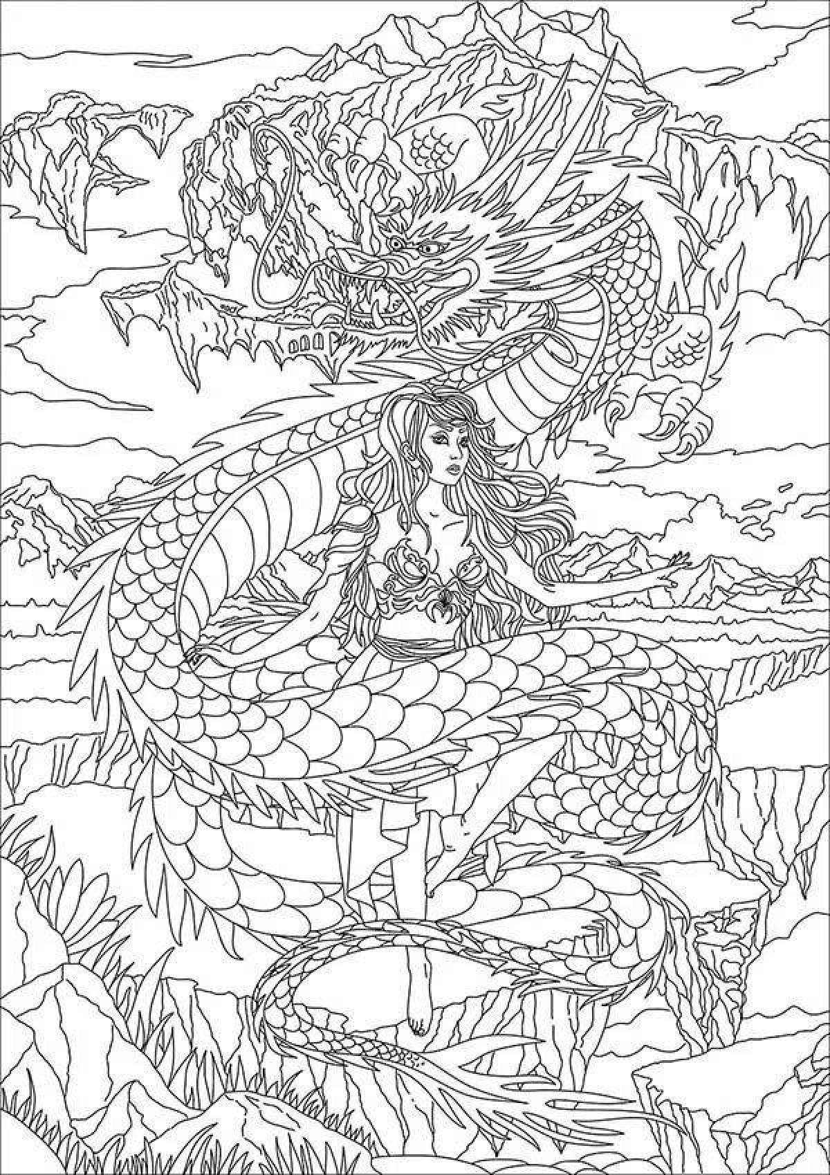 Violent coloring princess and dragon