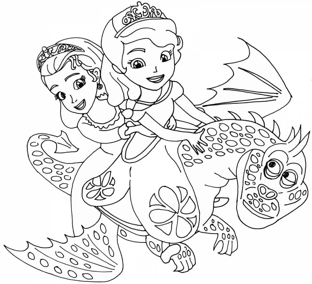 Generous coloring princess and dragon
