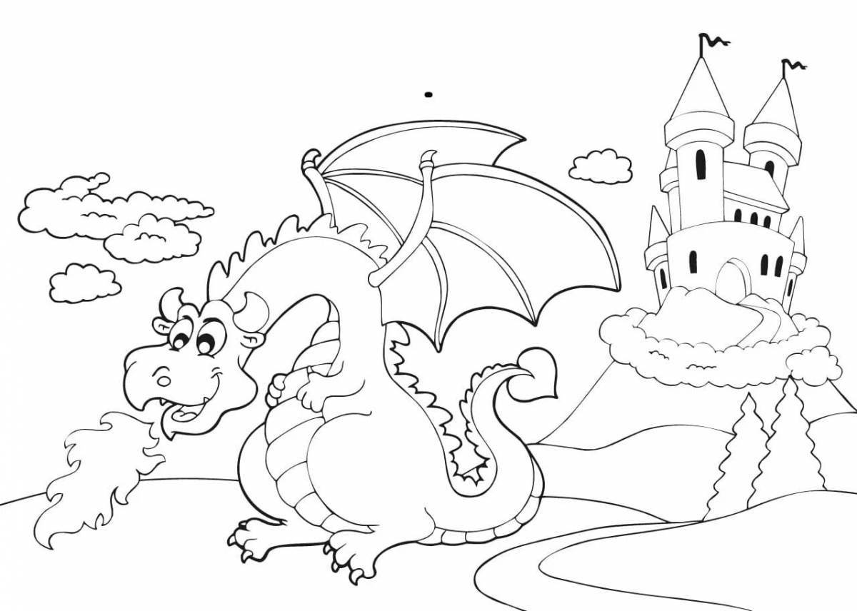 Famous princess and dragon coloring book