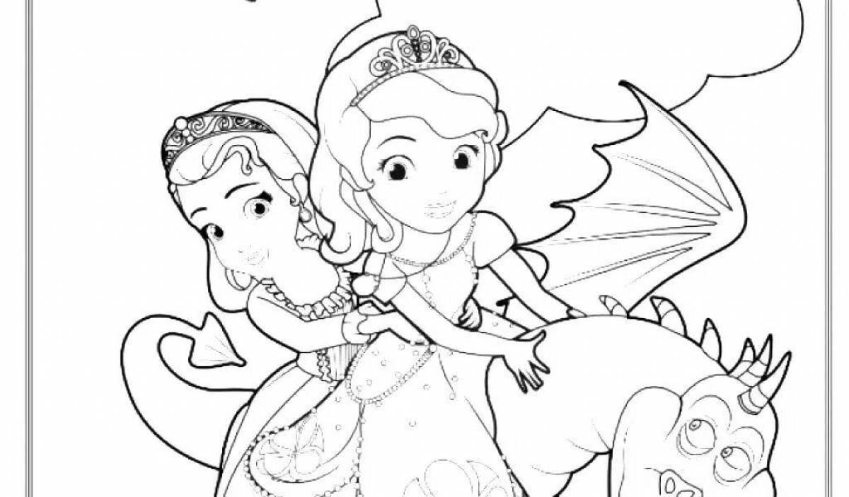 Gracious coloring princess and dragon