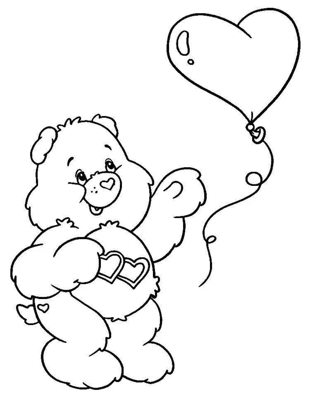 Joyful bear with a heart coloring book