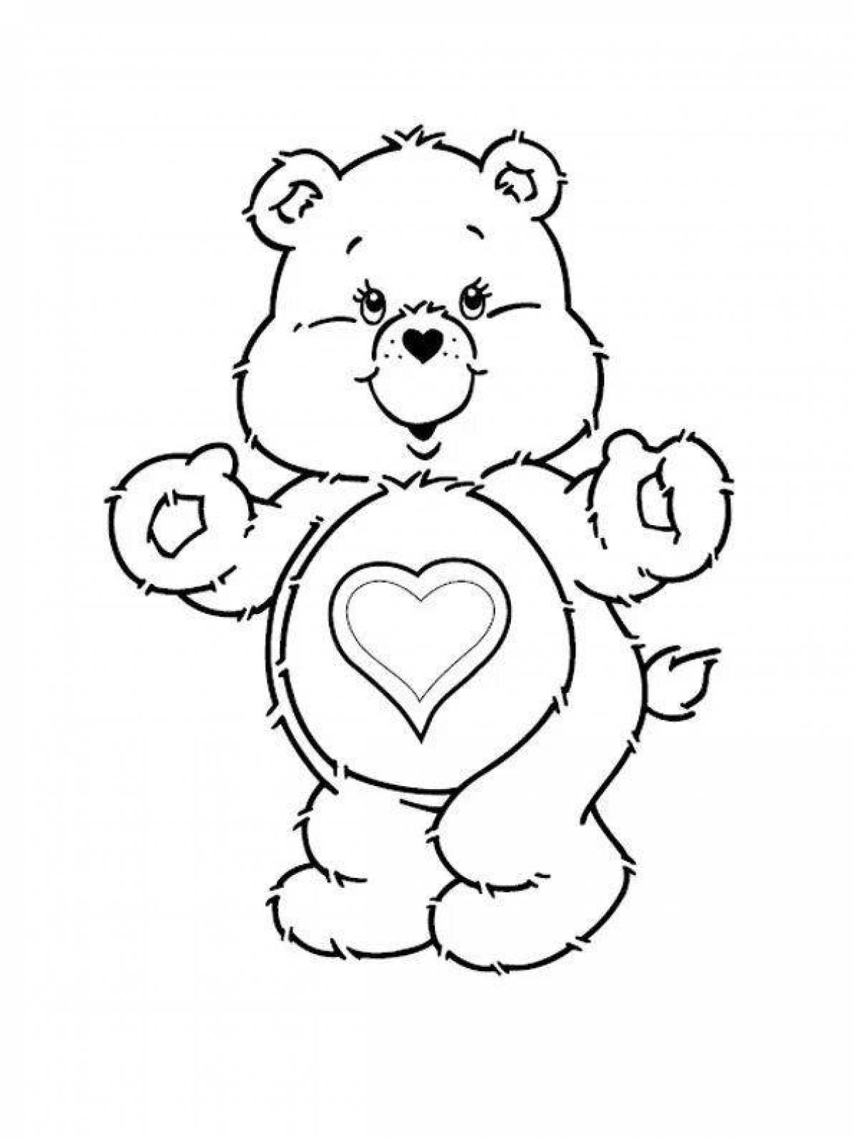 Coloring book funny bear with a heart