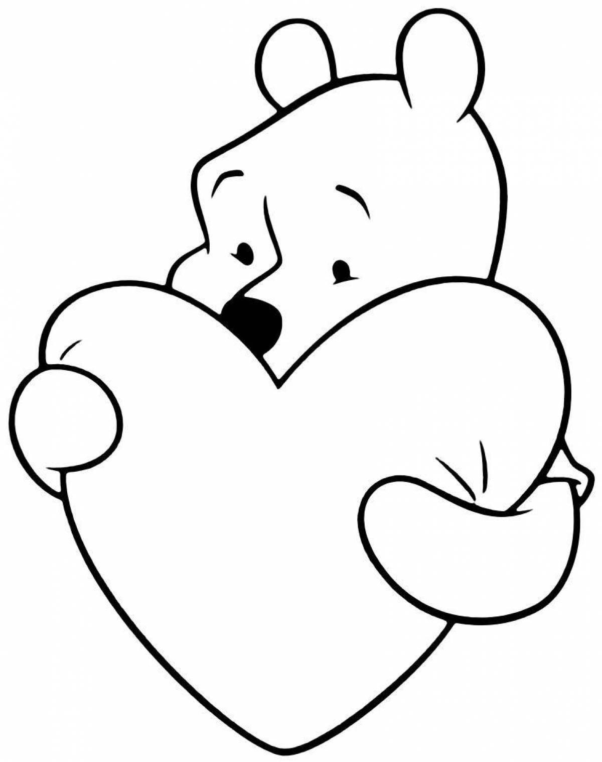 Анимированный медведь с сердечком раскраска