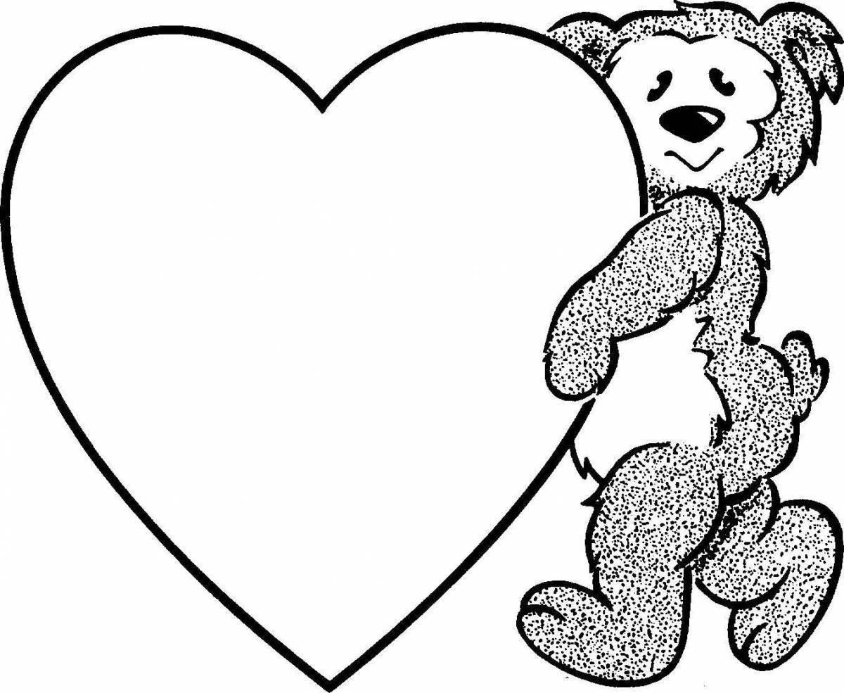 Coloring bear with a heart