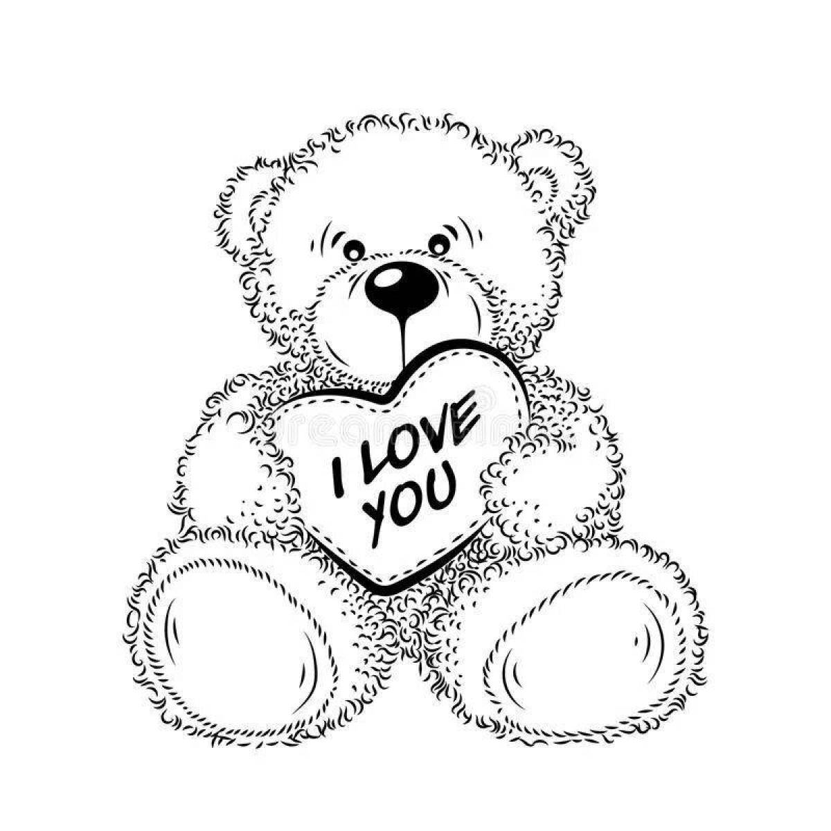 Coloring page cozy teddy bear with a heart