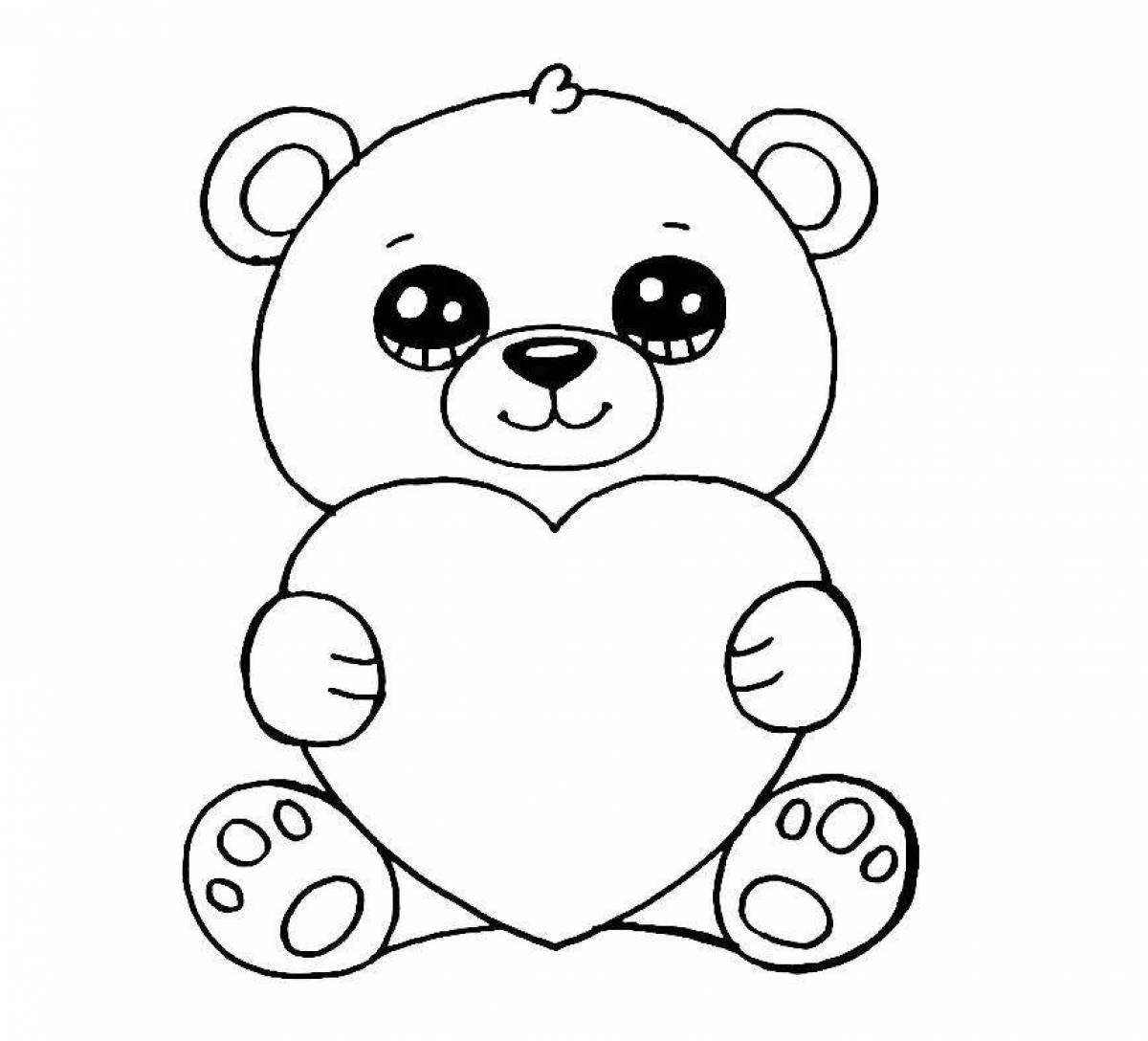 Compassionate bear with heart coloring page