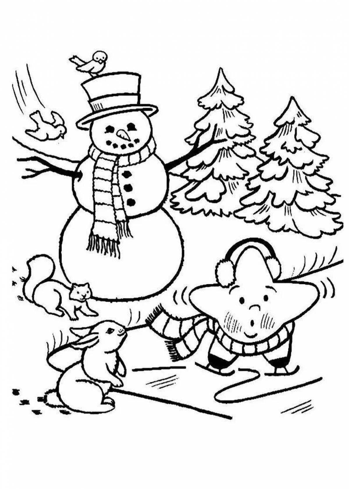 Эфирная раскраска рисунок зимней сказки