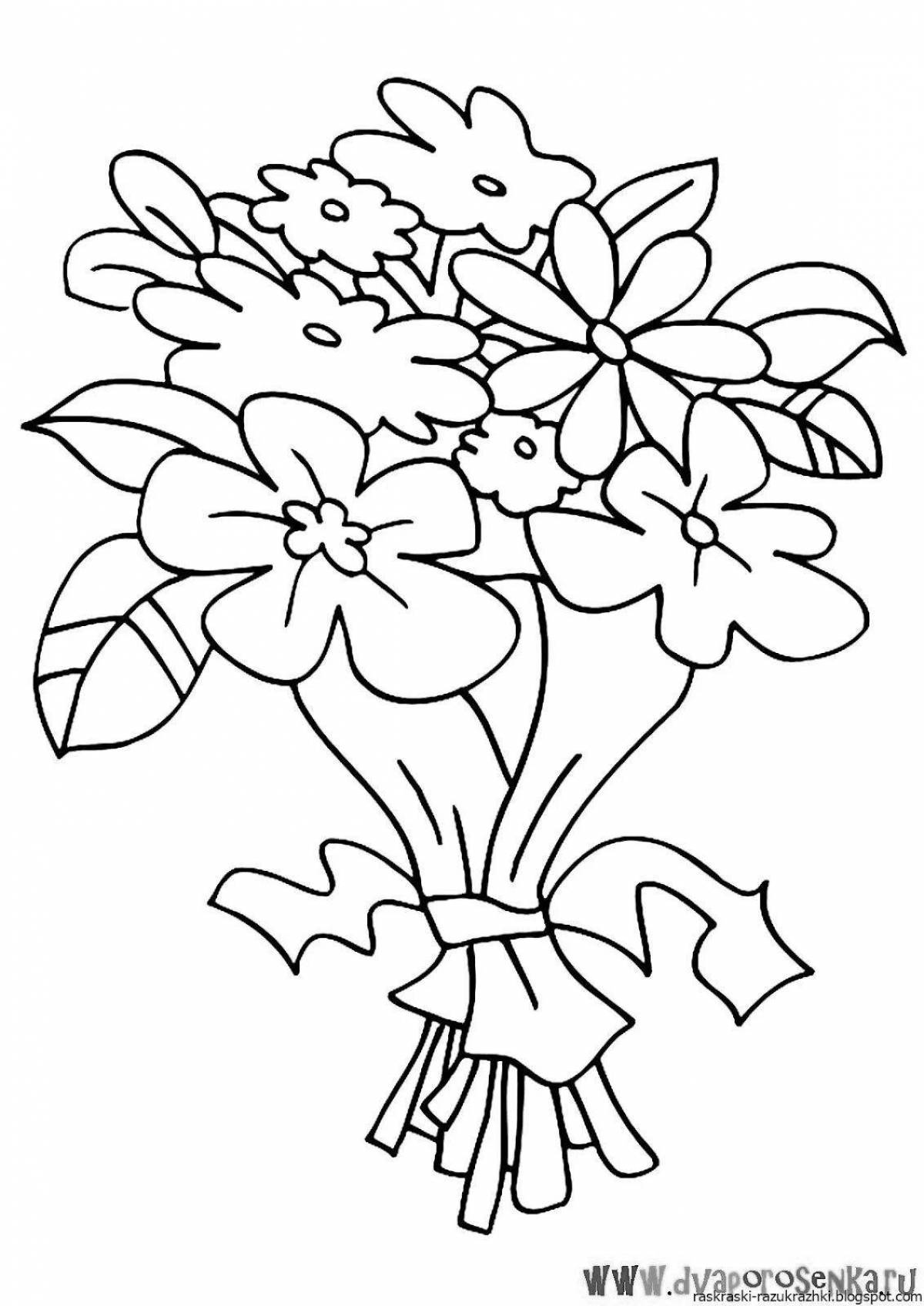 Colorful bouquet coloring book for kids