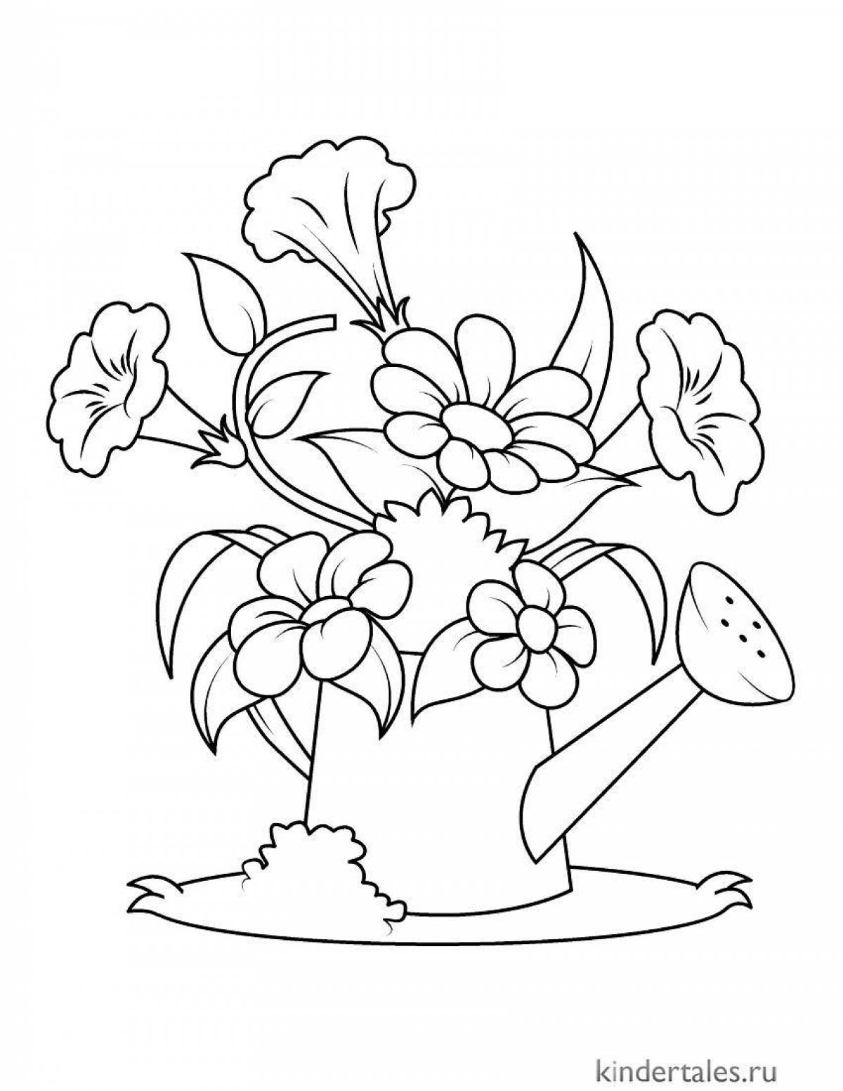 Playful flower coloring page for toddlers