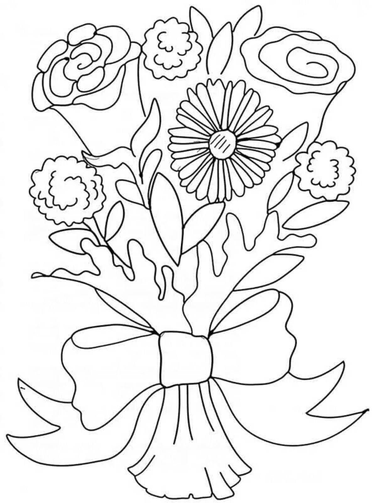 Adorable bouquet coloring book for kids