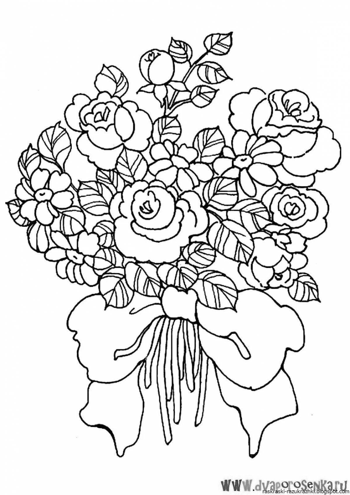 Glitter bouquet coloring book for kids