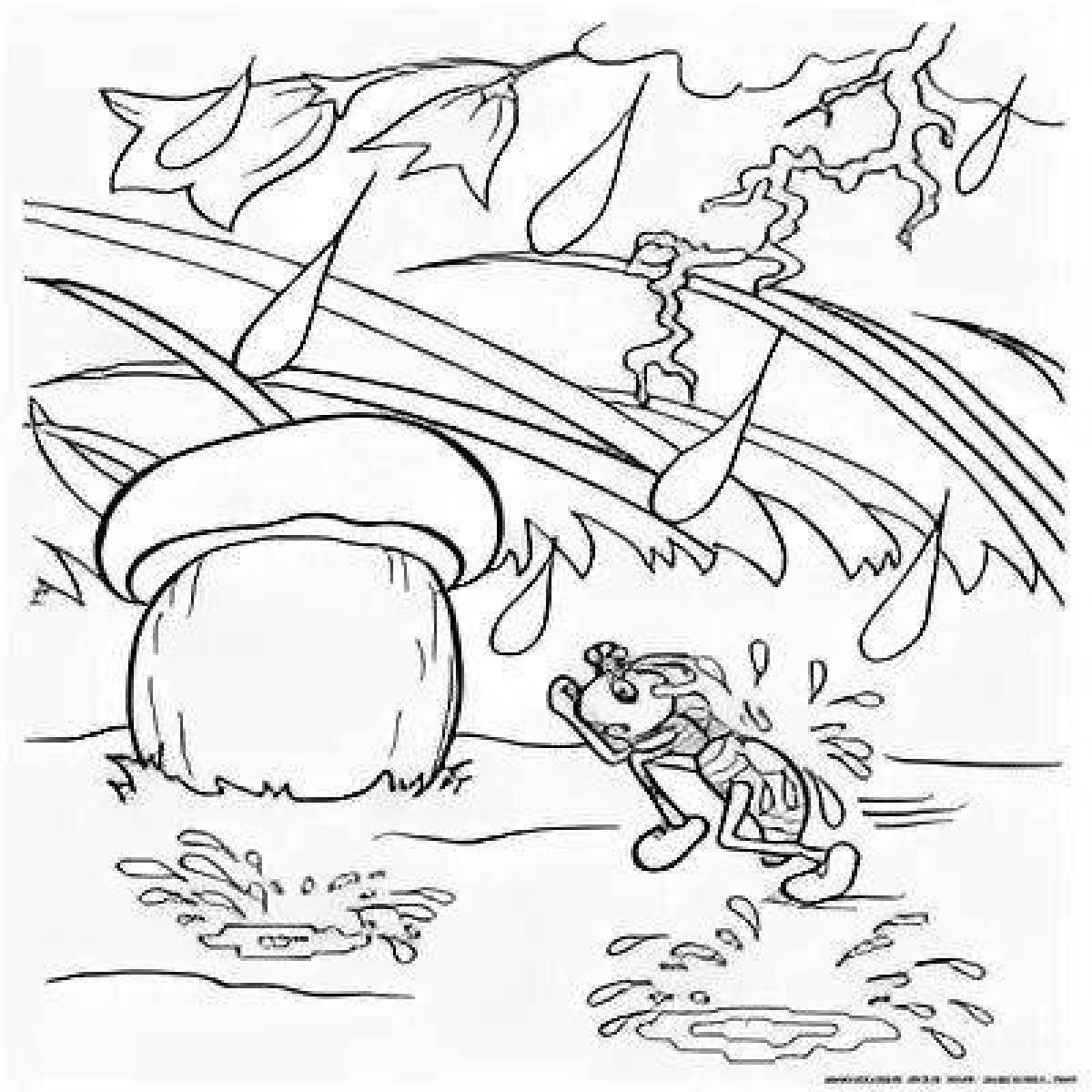 Великолепная раскраска сутеев под грибом