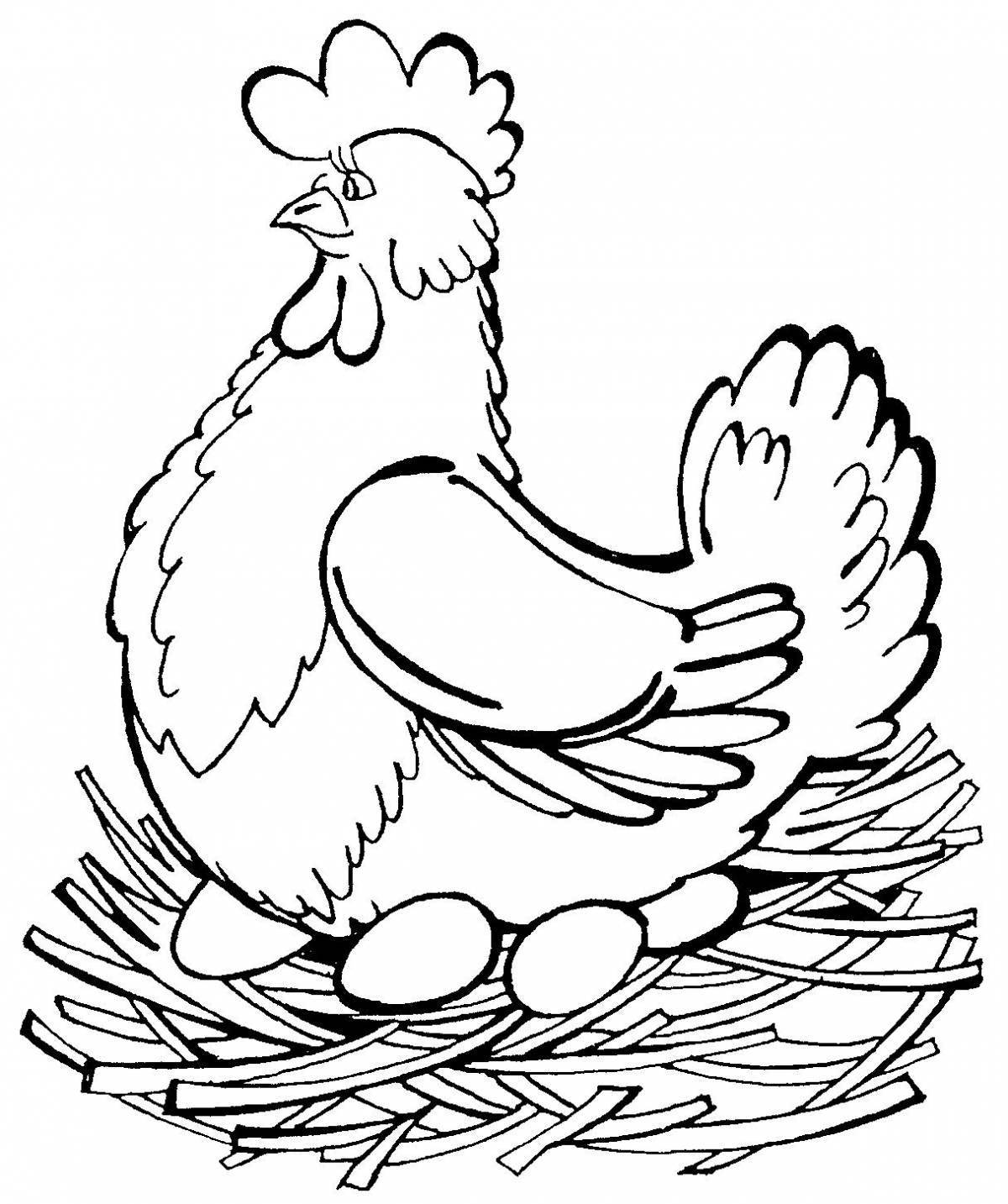 Chicken pockmarked coloring page for kids