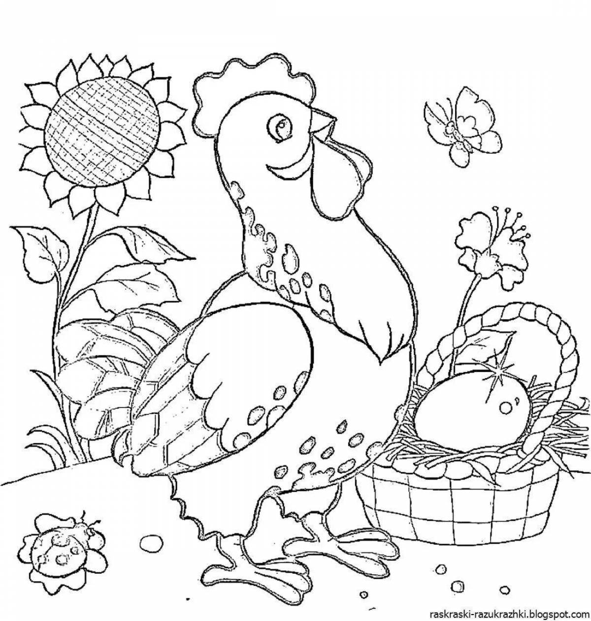 Fairytale chicken ruffles coloring book for kids