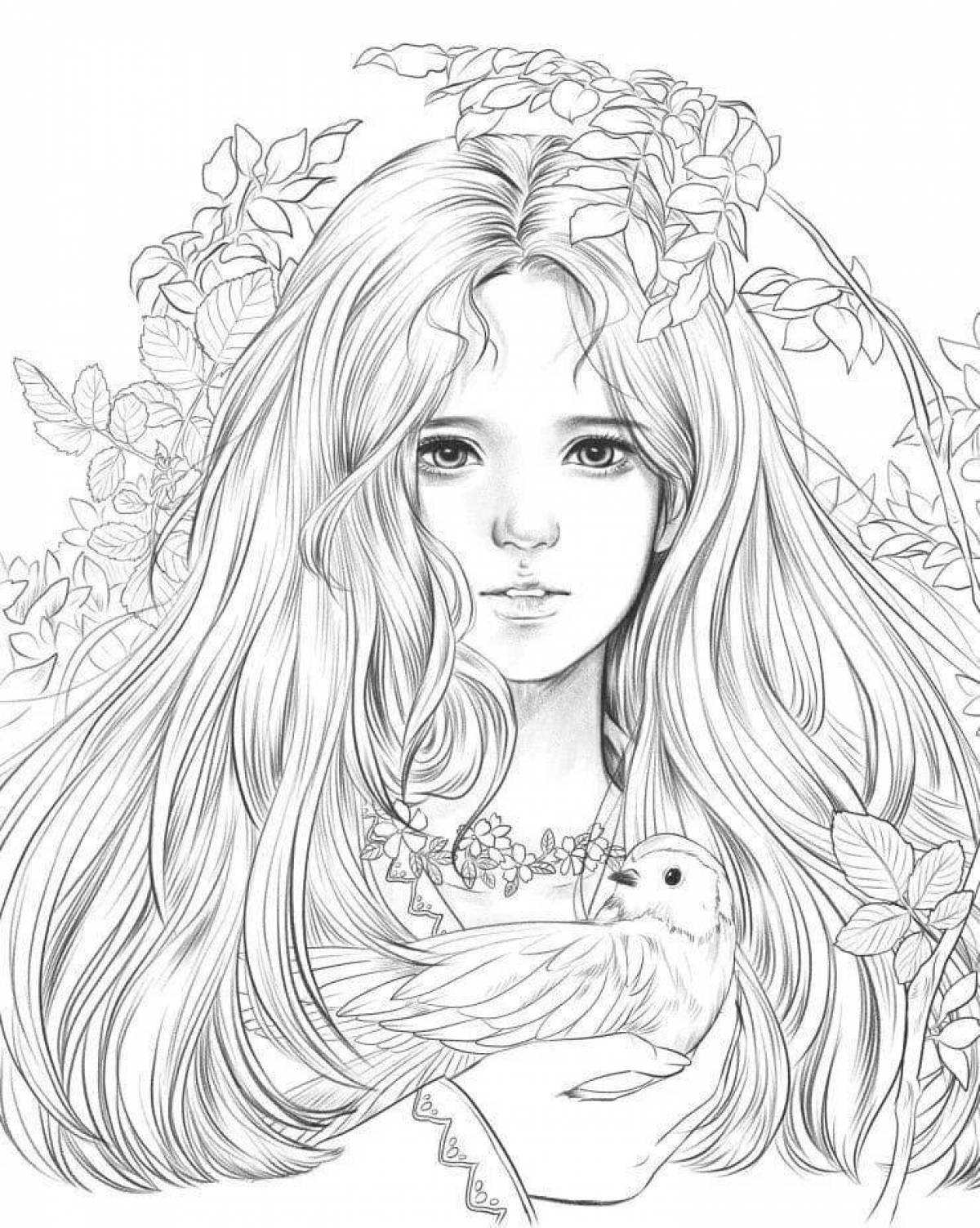 Radiant coloring page girls 18 years old beautiful