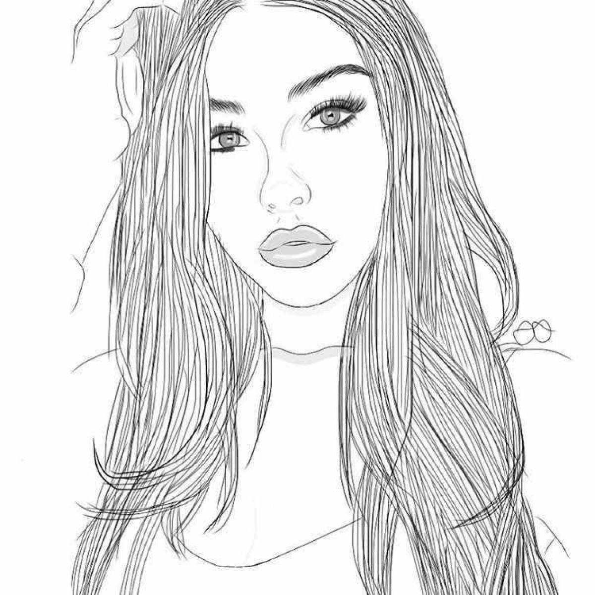 Serene coloring page girls 18 years old beautiful