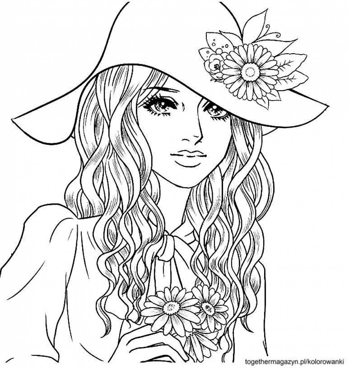 Sublime coloring page girls 18 years old beautiful