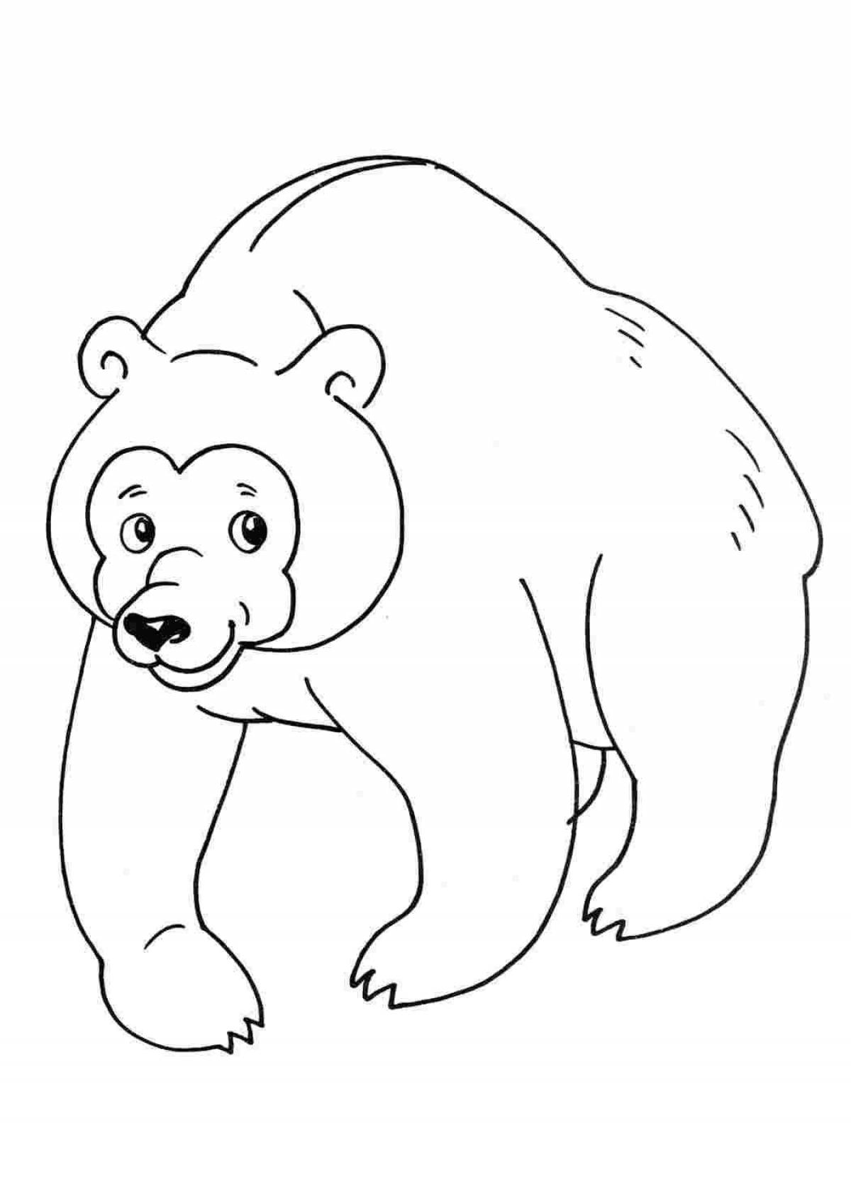 Coloring book happy brown bear for kids