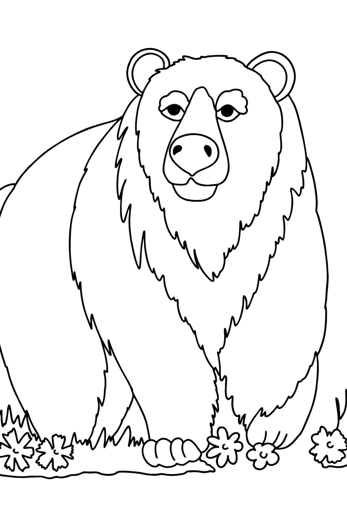 Причудливая раскраска бурого медведя для детей
