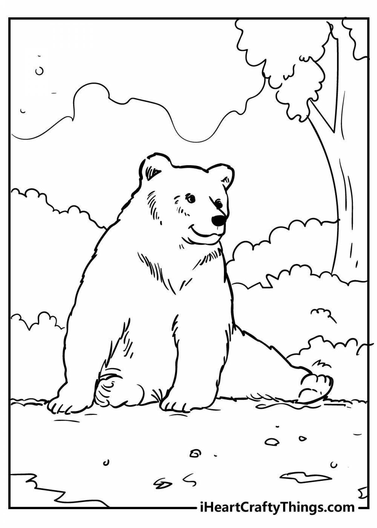 Fabulous brown bear coloring page for kids