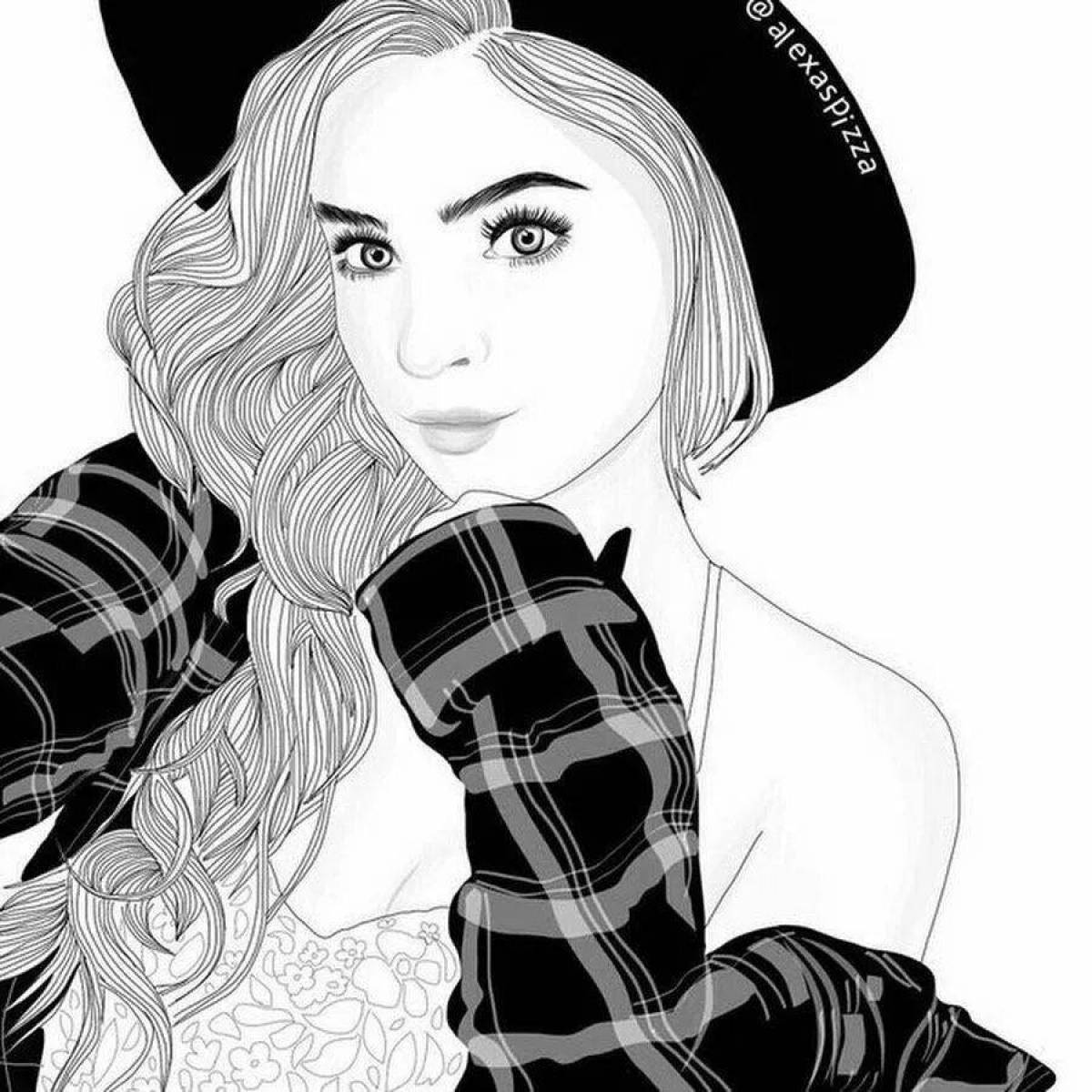 Unique art style coloring pages for girls